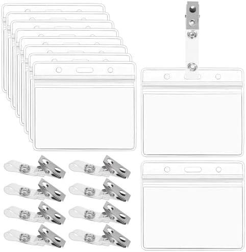 Swpeet 100 Pack Clear PVC ID Card Holders - 4.5x2.5 Inch, Resealable Zipper, Waterproof Badge Protectors