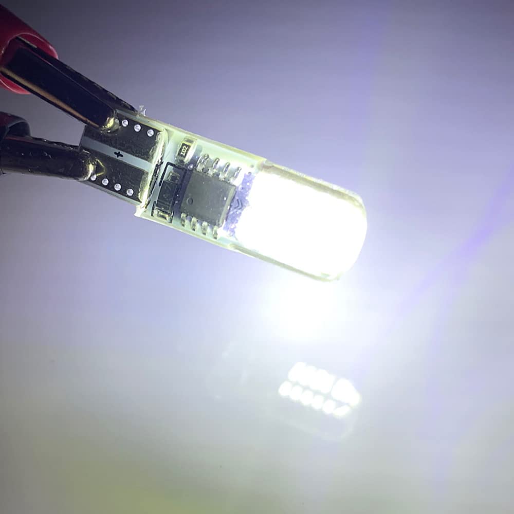 PNNNU 10Pcs W5W T10 Strobe Flash LED Silicone Gel Light 194 168 3014 24SMD Strobe Flash Two Modes of Operation Car Light Bulbs 12V,White
