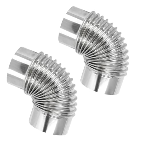 MUCKLILY 2pcs Stove Pipe 90 Degree 9 Cm Stainless Steel Elbow Extension Tube Chimney Flue for Outdoor Camping Stove Accessories