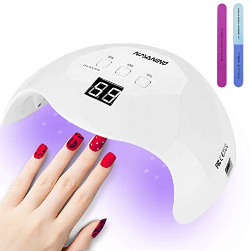 UV LED Nail Lamp, NAVANINO 48W Nail Dryer Gel Nail Light for Nail Polish, Light Curing in 3 modes for time, Low heat mode 99s and LCD Display, For Manicure/Pedicure Nail Art at Home