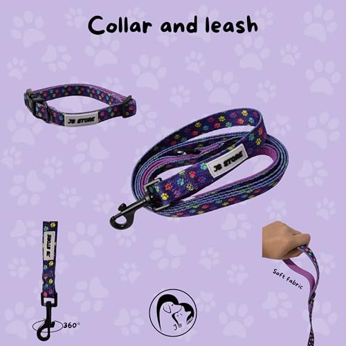 Image of JB Outdoor Walking Harness - Collar, Leash and Poop Bag Kit, Adjustable Breathable, No Pull Harness, Soft Grip Leash, for Puppies, Small Dogs, Cats and Rabbits, Extra Bags, Paw