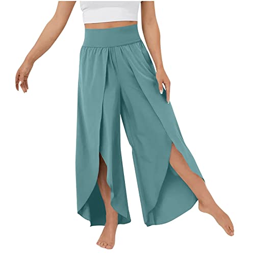 Palazzo Hose Damen Flowy Culottes Hosen mit Schlitz, Sommerhosen Damen...