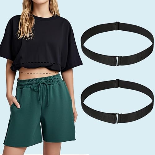 2Pcs Crop Top Tuck Waist Band Adjustable Band Tucking Sweaters Shirts Elastic Stretch Belts for Women Change Style of Tops