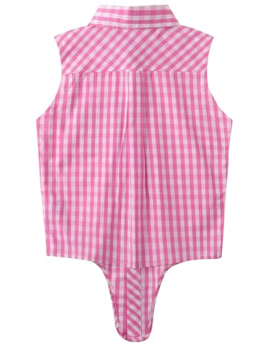 Image of Noomelfish Girls Sleeveless Button Down Shirt Tie Knot Blouse Western Cowgirl Outfit (5-12 Years)