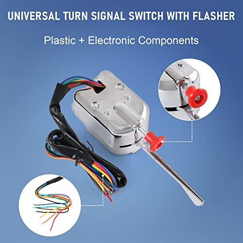 Image of JDMSPEED New Chrome 12V Universal Street Hot Rod Turn Signal Switch with Flasher Replacement for Ford GM
