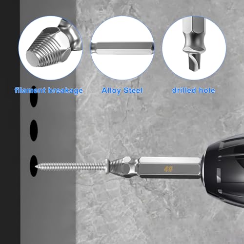 4 x Schraubenausdreher Set Linksausdreher Set Profi, Schrauben Ausdreher Set, Schrauben Ausdrehwerkzeug, Linksbohrer Linksdreher Set, Schraubenentferner zum Entfernen Beschädigter Schrauben Muttern