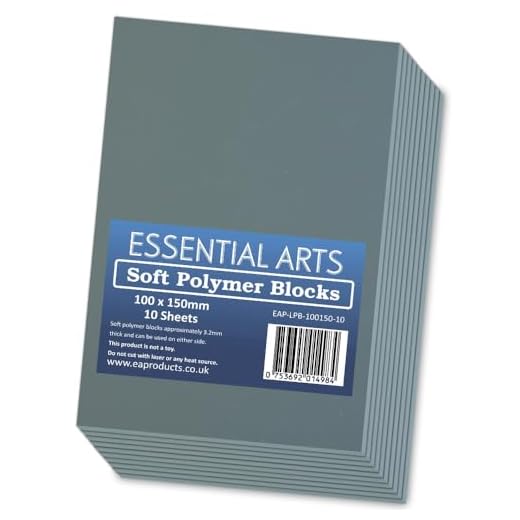 100 bloques de polímero de lino suave de doble cara de 100 x 150 mm, hojas de impresión súper suaves de 3,2 mm de grosor para tallar arte y manualidades - por Essential Arts