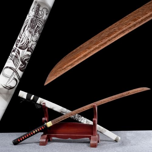 HJHUUA Espada samurái Japonesa de Madera de 103 cm,Hoja de Palisandro Natural,Katana Hecha a Mano para Cosplay,Regalo,decoración,Artes Marciales,Kendo,Entrenamiento