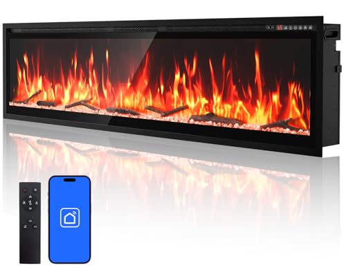 72” Smart Electric Fireplace with Voice...