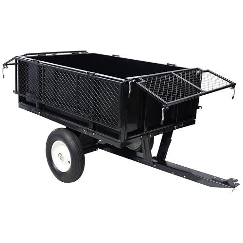 Heavy Duty ATV Trailer Steel Dump Cart, Garden Utility Trailer Yard Trailers with Tow Behind Carts and Removable Sides, 750lbs 22 Cubic Feet for Lawn Mower Tractor, ATV, UTV, Black