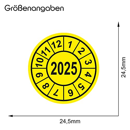 24 Stück Prüfplakette Prüfsiegel Ø24mm Aufkleber Jahresplakette UVV BGV D27 BGR R153 (Jahr 2025)