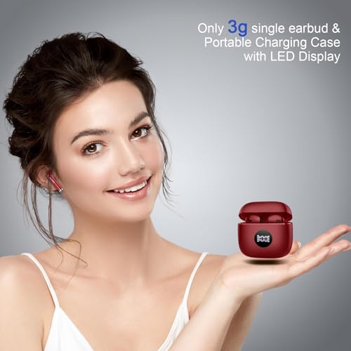 Image of Wireless Earbuds, Bluetooth 5.4 Headphones LED Power Display Ear Buds Bass Stereo, Bluetooth Earbuds in-Ear Noise Cancelling Mic, 40H Playback Mini Case IP7 Waterproof Sports Earphones for Android iOS