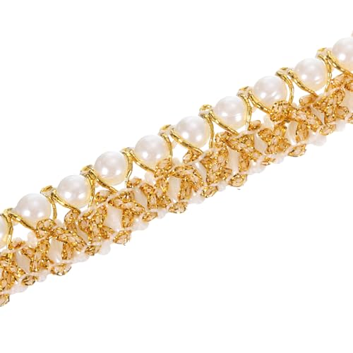 PATIKIL 10 Yard Faux Pearls Lace Ribbon