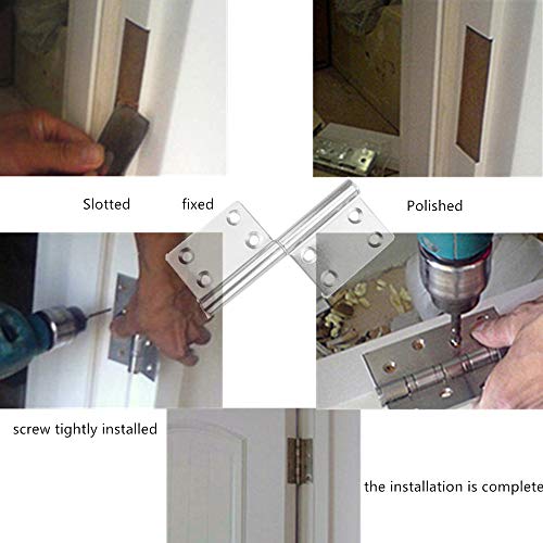 4 Stück Scharnier Edelstahl klappbar, Türscharniere für Holztüren Metall für Innen- und Außentüren, Schrank, Schlafzimmer, Fenster