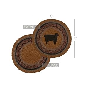 Vhc brands primitive tabletop kitchen heritage farms tan sheep jute trivet  urban country home decor