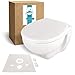 Produktbild Calmwaters® Spülrandloses Wand-WC im Set mit WC-Sitz & Schallschutz, antibakterieller Toilettendeckel mit doppelter Absenkautomatik & abnehmbar, WC ohne Spülrand, mit Schallschutzmatte, 99000258