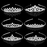 Naturahand 6 Pieces Silver Metal Tiara Crown Headbands with Decorative Dazzling Rhinestone Wedding Prom Birthday Party Princess Headpieces for Brides Bridesmaids Women Girls Teens Kids