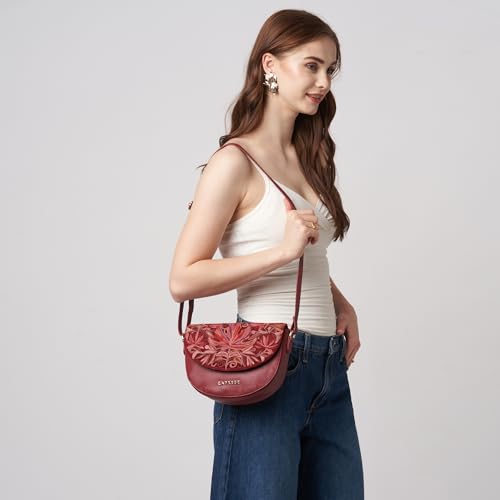 Image of Caprese Siji Tresna Medium Crossbody Bag for Women with Adjustable Strap & Zip Closure | Kashida Velvet Embroidery Sling Bag | Stylish & Lightweight Bag for Daily Use, Travel & Casual Outings