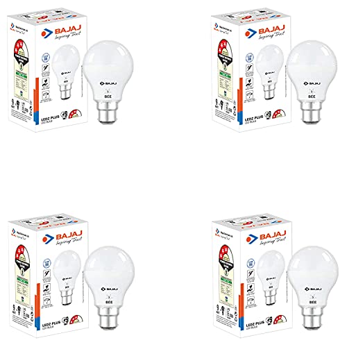 Bajaj 830418-Pk4 Plus LED Lamp 9W Cool Daylight B22D (Pack of 4, White, Medium)