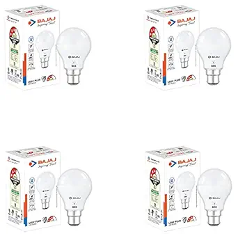 Bajaj 830418-Pk4 Plus LED Lamp 9W Cool Daylight B22 (Pack of 4, White, Medium) at Rs. 259