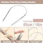 Circular Knitting Needles Set 12 Pack, Stainless Steel Knitting Needles 12 Sizes Crochet Needles for Knitting short circular knitting needles for Hats, Socks, Baby Booties (1.75mm-7mm) (Stainless steel silver, 16 Inch)