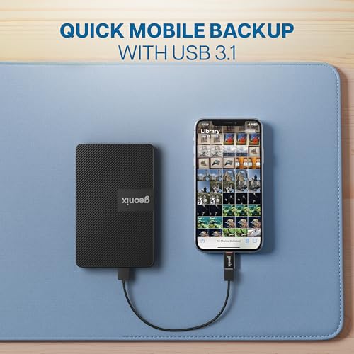 Image of GEONIX PowerShell S3 1TB Portable External Hard Drive 2.5-Inch SATA USB 3.0, Up to 5Gbps with UASP Support, Tool-Free Setup, LED Indicator, Compatible with Windows /Mac /Linux (3 Yr Warranty)(Black)