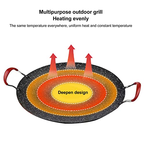 Korean Style Barbecue Pan, BBQ Plate Barbecue Grill Non Stick Circular Frying Pan with Handle, Barbecue Stovetop Plate for Home Outdoor BBQ(38CM) - Image 5