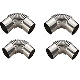 DANCHEL OUTDOOR 4PCS 90 Degree Elbow Stove Pipe Chimney Stainless Steel Non-Adjustable Flue Single Wall Accessories Indoor Outdoor, 2.36inch/6cm