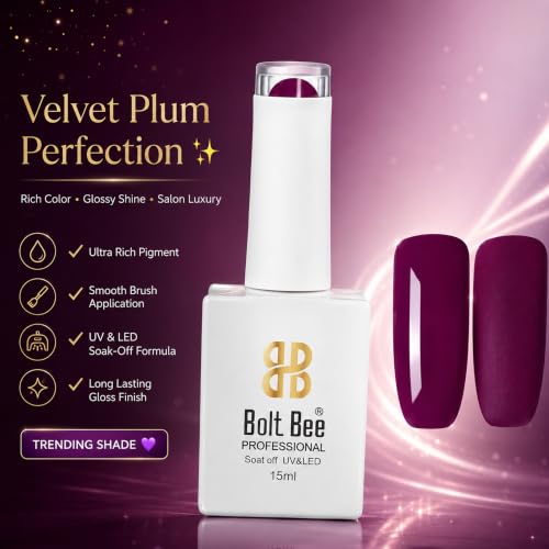 Image of Bolt Bee Maroon Color Gel Nail Polish Soak Off UV Gel 15ML DIY at Home Manicure Salon Nail Art