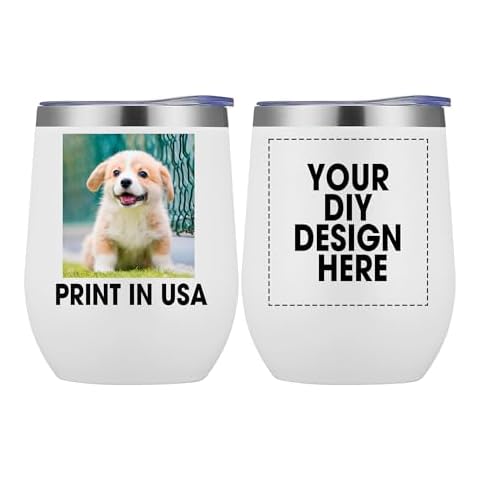 Personalized Custom Wine Tumbler Print in USA 12oz 10Pcs Stainless Steel Travel Coffee Cup with Lid & Straw Double Wall Insulated Mug with Colorful Text Logo Photo Cover