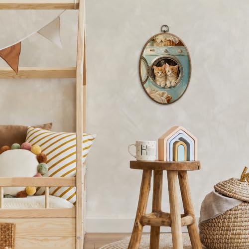 Toile murale ovale chat œuvre d'art encadrée Sufamb