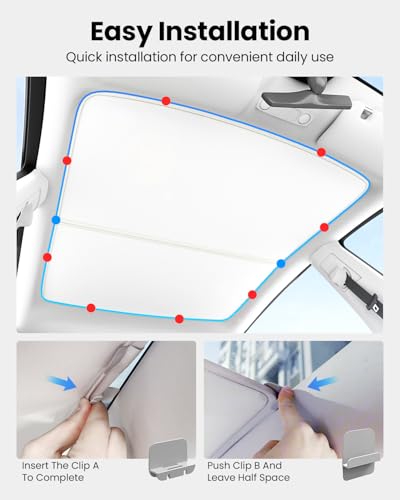 Image of REEVAA Tesla Model S (2026-2022) Sunshade Roof Accessories, Gray | OEM Fit; Full Blackout & Heat-Blocking; Protect Interior & Reduce A /C Workload; Two-Piece Magnetic Design Prevents Sagging