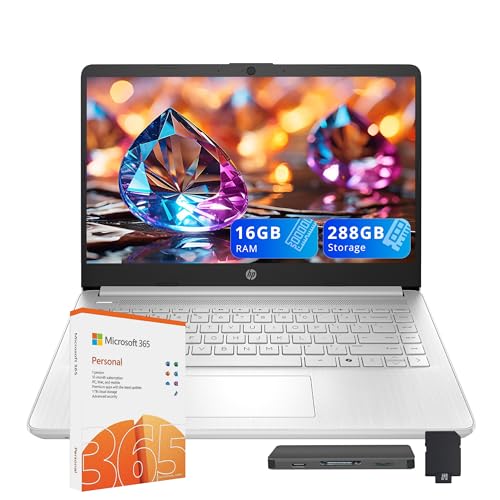 Image of HP Stream 14" HD Laptop, Intel Processor N150, 16GB RAM, 288GB Storage(128GB UFS+160GB Docking Station Set), Intel Graphics, 1 Year Office 365, Copilot, Fast Charge, Wi-Fi 6, Win 11 S, Silver