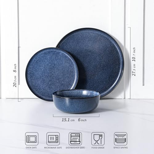 Ceramic Plates and Bowls Sets: 18 Piece Porcelain Dinnerware Sets, Stoneware Kitchen Dishes Set for 6, Scratch Resistant Plate Set, Microwave Dishwasher Oven Safe, Reactive Glaze (Beige) by CULIVORA - Image 3
