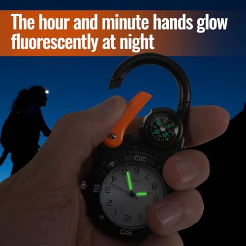 Carabiner Watch Luminous Clip on Quartz Watch Compass Taschenuhr Mit Karabiner,Uhr mit kompass,Leuchtende Analog Quarzuhr Uhr Herren Damen Outdoor – Bild 5