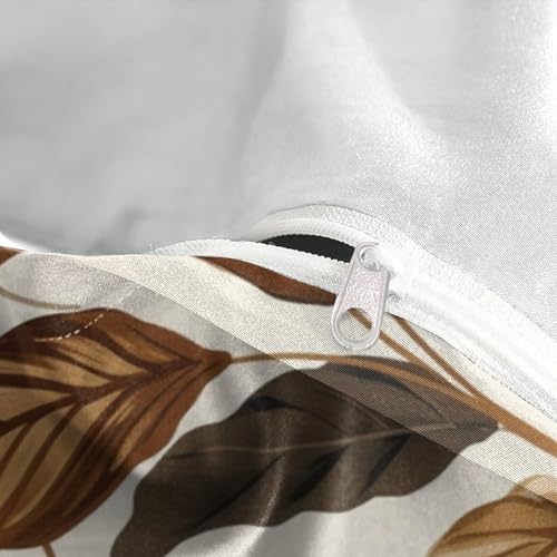 Housse de couette 140x200cm imprimé feuilles en microfibre douce avec taie d'oreiller - 8