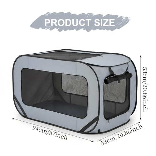 gefaltet auf 10 cm für Reisen. - Detailansicht von 94x53x53cm Cleminsta Pop-Up Hundetransportbox – Dealfoxx.de