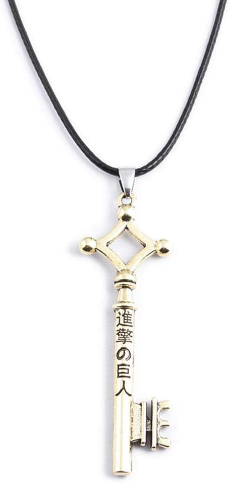 FunBoat AOT Eren Jaeger Key Necklace - Shingeki No Kyojin Anime Cosplay Keychain - Halloween Gifts for Kids Girls Teens Women Men