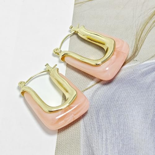 Acrylic Hoop Earrings Colour Resin Earrings Geometric Acrylic Minimalist Clear Chunky Hoops Earrings for Women by CJIAYUJEW - Used condition - Image 5
