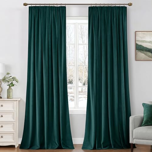 MIULEE Samtvorhang Kräuselband blickdicht 2er Set Smaragdgrün 140x245cm – Ansicht 1