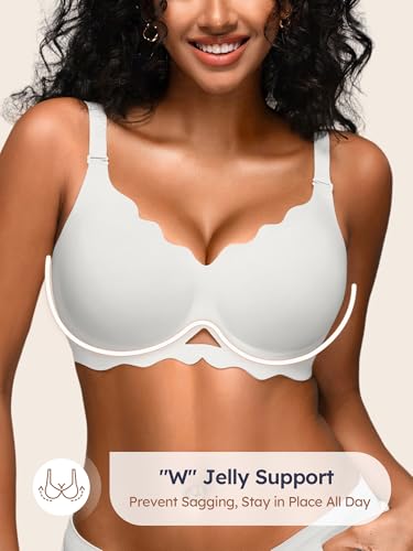 Image of Seamless Jelly Bras for Women - Wireless Gel Bra No Underwire with Support Full Coverage Comfort T-Shirt Bralette