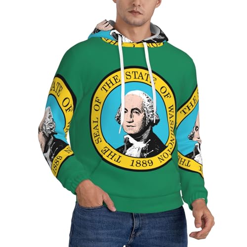 Sweat-shirt homme polyester Washington à poche kangourou décontracté
