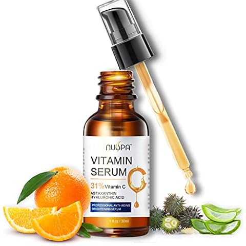 NUSPA Anti-aging Anti Acne Serum Facial Serum Natural Vitamin C Serum for Face With Hyaluronic Acid, Vitamin E,Astaxanthin,Castor Oil Infused,Blemish Serum, Reduce Wrinkles Cover