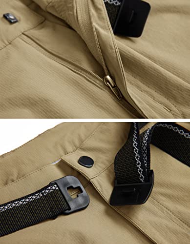 WENRONSTA Men's Hiking Work Cargo Pants Quick-Dry Lightweight Waterproof 6 Pockets Outdoor Mountain Fishing Camping Pants Khaki XXL