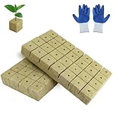 TXXATX 40 x 40 x 40 mm, lana de roca, 56 unidades, con guantes de lana de roca, aislamiento de lana de roca, cubos de cultivo, para esquejes de cultivo hidropónico, esquejes de cultivo, sin fondo