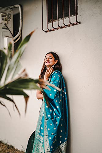 Image of DEVANGI Women's Woven Banarasi Silk Dupatta /Chunni For Women, Floral Print 1 Meter Wide and 2.3 Meter Length Printed Designer Dupatta /Chunni For Girls