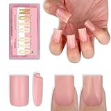 NOVO OVO Short Sharp Square Nail Tips Press on Pure Color BABY PINK, Need Builder Gel Top Coat Nail Glue, Soft Gel Matte Fake Nail Extension, Full Cover False Nails for Salon DIY x 15 Sizes 240 pcs