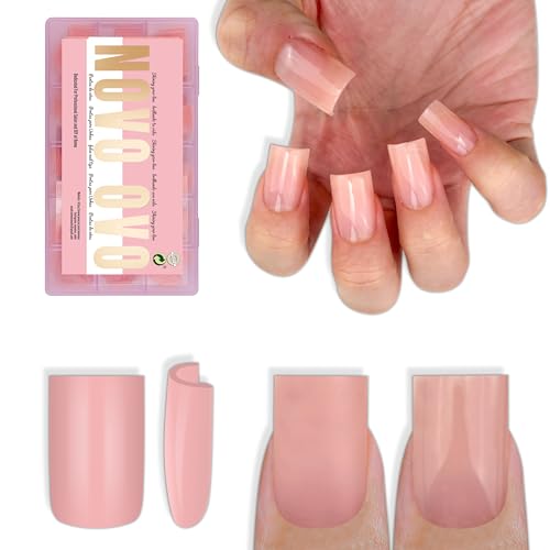 NOVO OVO Short Sharp Square Nail Tips Press on Pure