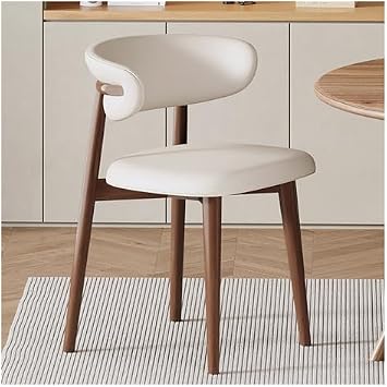 Mid-Century Modern Dining Chairs, Wooden Frame, Faux Leather, Brown, Armless, Comfortable & Durable, Easy to Assemble