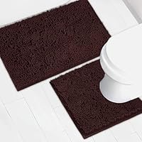 HITSLAM Antislip badkamertapijt, chenille, 50 x 80 cm, zacht en absorberend, machinewasbaar, douchemat voor bad of toilet, grijs